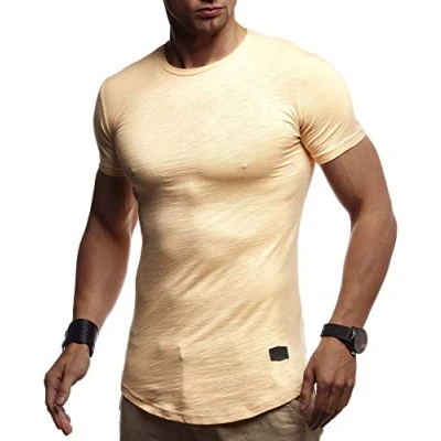 Abbildung von Leif Nelson T Shirt Herren Sommer Rundhals Ausschnitt (Orange, Größe XXL), Regular Fit Baumwolle, Basic Männer Kurzarm