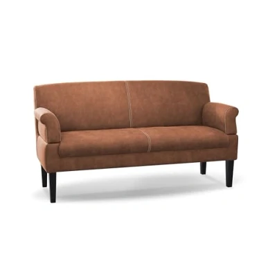 Abbildung von CAVADORE 3 Sitzer Küchensofa Malm, Sitzbank für Küche oder Esszimmer in Lederoptik, Inkl. Armteilverstellung, Federkern und moderner Kontrastnaht, 182 x 97 78, Mikrofaser: cognac