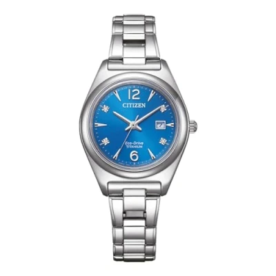 Abbildung von Citizen Solaruhr EW2601 81L, Armbanduhr, Damenuhr, Titanarmband, bis 10 bar wasserdicht, Datum