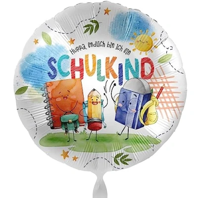 Abbildung von Folienballon Schulbeginn Ballon zum Schulanfang Geschenk Schulkind zur Einschulung Luftballon 1. Schultag Schulstart Helium geeignet