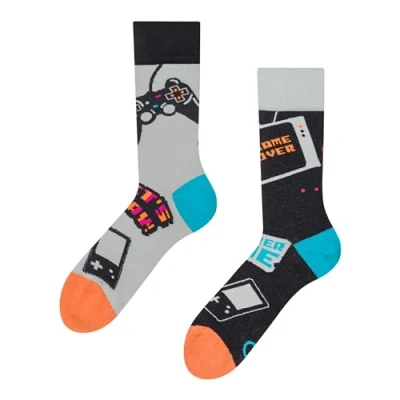 Abbildung von Dedoles Socken Unisex Damen Herren &amp; Kinder Baumwolle viele lustige Designs 1 Paar Geschenk links rechts verschieden, Farbe Schwarz, Motiv Spieler, Gr. 43 46