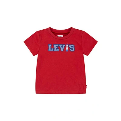 Abbildung von Levi&#039;s LOGO Chambray Applique TEE Tshirt print für Kinder, Größe: 62, Pompeian red