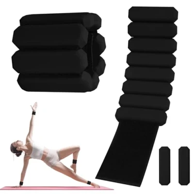 Abbildung von Omtofo 2 PCS Handgelenkgewichte Knöchelgewichte Set Gewichtsmanschetten für Yoga, Tanz, Barre, Pilates, Cardio, Aerobic, Walking(Schwarz)