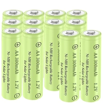 Abbildung von 12 Packungen 1,2 V AA 300 mAh Ni MH wiederaufladbare Batterien für Solarleuchten (AA Größe)