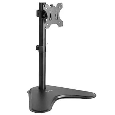 Abbildung von VIVO Tischständer für einen 13 bis 32 Zoll Monitor, freistehender VESA Stahlfuß, höhenverstellbar, neigbar, schwenkbar, drehbar, schwarz STAND V001H