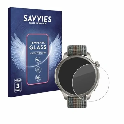 Abbildung von Savvies Panzer Schutz Glas für Huami Amazfit Balance (3 Stück) 9H Hartglas, Anti Fingerprint, Displayschutz