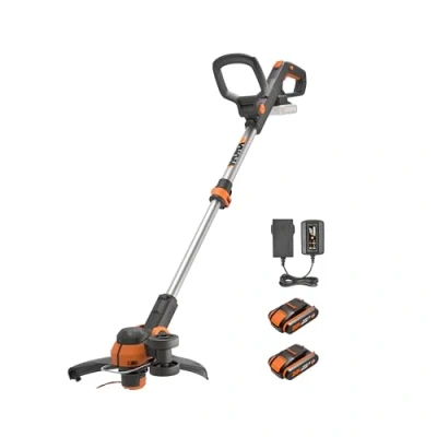 Abbildung von WORX WG163E Akku Rasentrimmer 20V Kantenschneider Rasen 2 in 1 Funktion: und 30cm Schnittdurchmesser komfortabel &amp; kompakt inkl. 2x2Ah Akkus Ladegerät