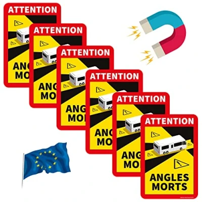 Abbildung von Toter Winkel Aufkleber Frankreich Angles Morts Magnet Wohnmobil und Bus magnetschild Auto 17 x 25 cm Warntafel LKW Magnetschilder