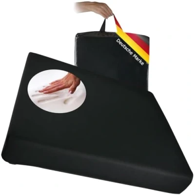 Abbildung von Viscoelastisches Sitzkissen viskoelastische Sitzauflage schwarz 45 x 43 7 cm Visco Visko Kissen für Rollstuhl Bürosessel Chefsessel Auto LKW Bus Dekubitus Sitzpolster Rücken Reise