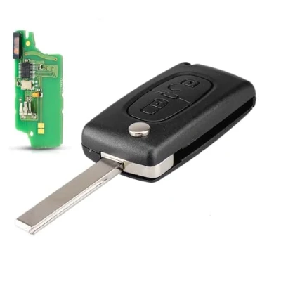 Abbildung von 2 Tasten Autoschlüsselanhänger Fernbedienung funkschlüssel für Citroen C4 C5 C6 C8 Xsara Picasso Peugeot 207 208 307 308 407 408 607 Ask 433MHZ ID46 HU83 CE0536 PCF7961