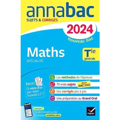 Abbildung von Annales du Bac Annabac 2024 Maths Tle générale (spécialité): sujets corrigés nouveau
