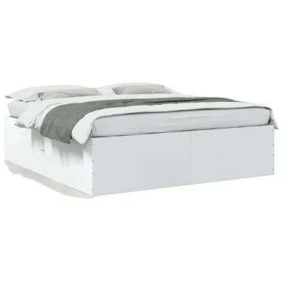 Abbildung von vidaXL Bettgestell, Bett Doppelbett für Schlafzimmer, Bettrahmen mit Lattenrost, Schlafzimmerbett Modernes Design, Weiß 200x200cm Holzwerkstoff