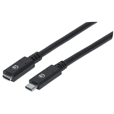 Abbildung von Manhattan SuperSpeed+ USB C Verlängerungskabel ( 3.1 Gen2 Typ Stecker auf Buchse 10 Gbit/s 5 A ) 0,5 m schwarz 355230