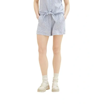 Abbildung von TOM Tailor Denim EASY Shorts, Damen, Größe: Large, White blue vertical stripe