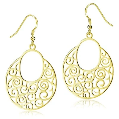 Abbildung von Materia Paar Ohrhänger Damen Ohrringe Gold Ornament orientalisch SO 60, Sterlingsilber, vergoldet