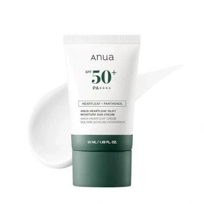 Abbildung von ANUA Heartleaf Seidige Feuchtigkeits Sonnencreme SPF 50 PA++++, Koreanischer Sonnenschutz fürs Gesicht, Make up Basis, mit Niacinamid, ohne Duftstoffe, minimaler Weißschleier, 50ml
