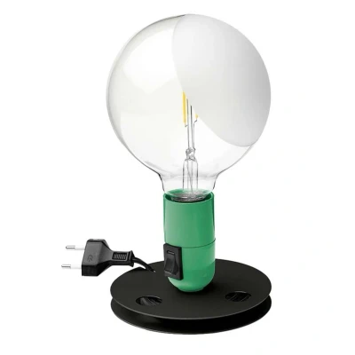 Abbildung von FLOS Lampadina LED Tischlampe grün, Fuß schwarz