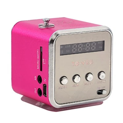Abbildung von Zerone Digitaler Lautsprecher, Mini Player, FM Radio, Stereo, MP3 MP4 TF Karte, USB, Disk, (Rosa)