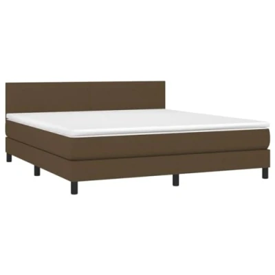 Abbildung von vidaXL Boxspringbett mit Matratze Polsterbett Doppelbett Bett Hotelbett Schlafzimmerbett Bettrahmen Bettgestell Lattenrost Dunkelbraun 160x200cm Stoff