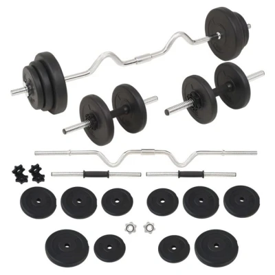 Abbildung von vidaXL Hantel Set Langhantel und Kurzhantel 30 kg