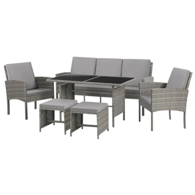 Abbildung von SVITA Denver Polyrattan Gartenmöbel Set Essgruppe Lounge Esstisch Grau