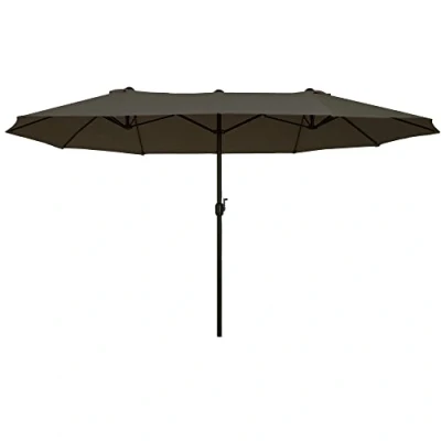 Abbildung von Outsunny Sonnenschirm Gartenschirm Terrassenschirm mit Handkurbel, LxB: 265x455 cm, Doppelsonnenschirm, Marktschirm, Oval 460 x 270 240 cm