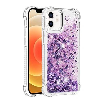 Abbildung von KBIKO zxl Kompatibel mit Hülle iPhone 12 Glitzer Handyhülle, Glitter Flüssig Treibsand Case Weich Silikon TPU Bumper Schutzhülle Mädchen Frauen für 12.Purple YBL