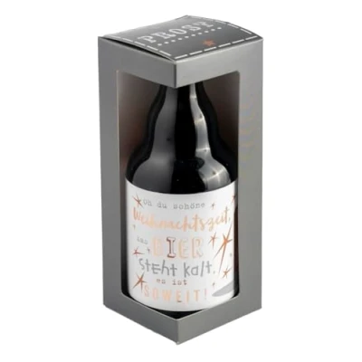 Abbildung von Jack&#039;s Bierflasche Weihnachten &#039;&#039;Weihnachtszeit Bier steht kalt, es ist soweit&#039;&#039; mit Geschenkverpackung 0,33 l/Wichteln/Nikolaus/Heilig Abend
