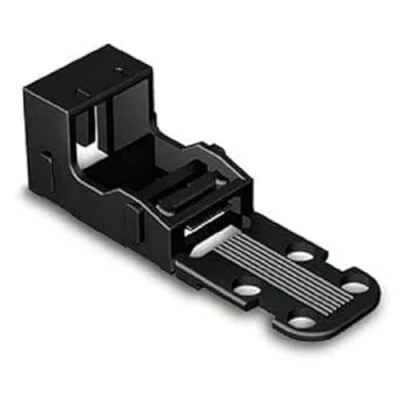 Abbildung von WAGO Befestigungsadapter 221 512/000 004 für 2 Leiter Klemmen, 4 mm², 10 Stück, mit Rastfuß, geeignet liegende Montierung von Verbindungsklemmen, schwarz