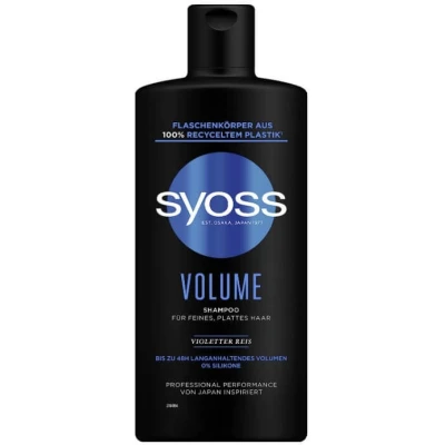 Abbildung von Syoss Shampoo Volume (440 ml), für feines &amp; plattes Haar, silikonfreies bis zu 48 h Volumen ohne Beschweren, vegane Formel mit Violettem Reis