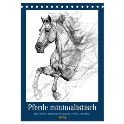 Abbildung von Pferde minimalistisch (Tischkalender 2025 DIN A5 hoch), CALVENDO Monatskalender