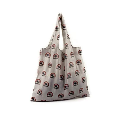 Abbildung von BRISA VW Collection Volkswagen Wiederverwendbare Polyester Einkaufs Beutel Shopper Bag Tasche mit T1 Bus Motiv (Vintage Logo/Grau)