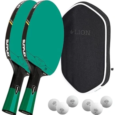 Abbildung von Sunflex G50 2x Tischtennisschläger + Hülle Wallet 3*** ITTF SX40+ TT Bälle