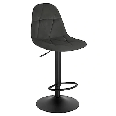 Abbildung von Lestarain Barhocker, Tresenhocker, Bistrohocker, Design Hocker mit Rückenlehne, höhenverstellbar, 360 Drehhocker, Barstuhl Samtbezug, aus Metall, Sitzhöhe 60 81 cm, dunkelgrau, LBAI64001 1