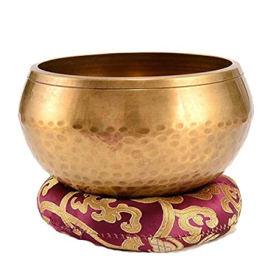 Abbildung von Tibetisches Klangschalen Set Aus Nepal Große Original Tibetische Klangschale Singing Bowl Zur Yoga Meditation, Entspannung Und Achtsamkeit Das Ideale Geschenkset,A4