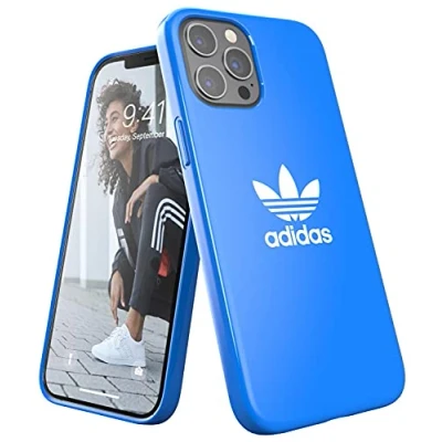 Abbildung von adidas Hülle Entwickelt für iPhone 12 Pro Max 6.7, Fallgeprüfte Hüllen, stoßfeste erhöhte Kanten, Original Snap Case Schutzhülle, Blau