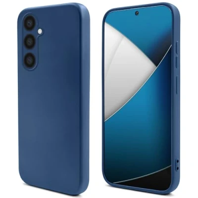 Abbildung von Moozy Lifestyle. Hülle für Samsung A54 5G, Mitternachtsblau Premium Silikon Handyhülle Schutzhülle mit Mattem Finish und Weichem Mikrofaserfutter, Phone Cover Case