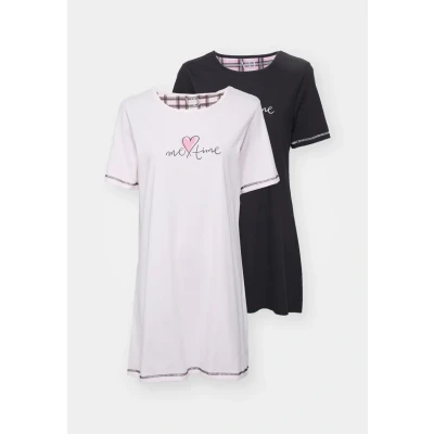 Abbildung von Lascana Vichy Nightgown 2 PACK Nachthemd, Damen, Größe: 32/34, Black/rose