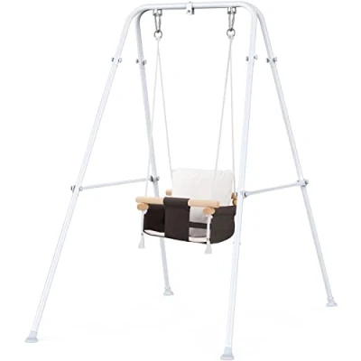 Abbildung von Babyschaukel mit Gestell,Baby Schaukel,Kinderschaukel aus Baumwollleinen, Outdoor Kissen,Baby Swing