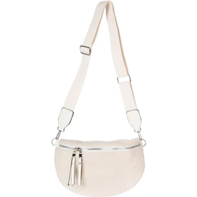 Abbildung von styleBREAKER Umhängetasche (1 tlg), Teddyfell Halbmond Crossbody Bag