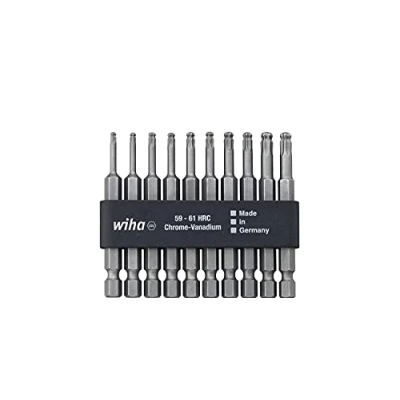 Abbildung von Wiha Bit Set Professional 70 mm TORX® Kugelkopf, schwenkbar für schwer zugängliche Bereiche, 10 tlg. 1/4&quot; in Bitleiste (32804)
