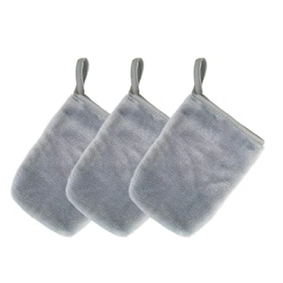 Abbildung von Polyte Abschminkhandschuh zur Reinigung hypoallergen &amp; frei von Chemikalien Mikrofaser Fleece (13x18 cm, Grau) 3 Stück