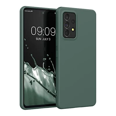 Abbildung von kwmobile Hülle kompatibel mit Samsung Galaxy A53 5G weiches TPU Silikon Case Cover geeignet für kabelloses Laden Blaugrün