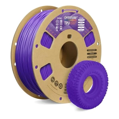 Abbildung von OVERTURE TPU Filament 1.75 mm, Flexible Rolle Weiches 3D Drucker Filament, 95A 1kg Spule (2.2 lbs), Maßgenauigkeit +/ 0,02 mm (Lila)
