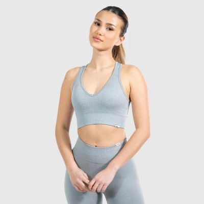 Abbildung von Smilodox Amaze Sportbh mit mittlerer Stützkraft, Damen, Größe: Medium, Grau melange