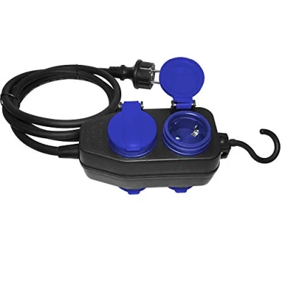 Abbildung von ORNO OR AE 13160(GS) Mehrfachsteckdose Außen Werkstatt Steckdose IP44 4 Fach mit Hängendem Haken (5m Kabel)