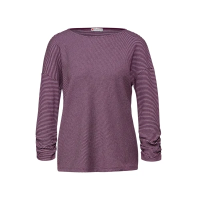 Abbildung von Street One Gestreiftes Langarmshirt, Damen, Größe: 34, Lila