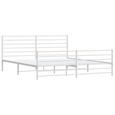 Abbildung von vidaXL Bettgestell, Bettrahmen mit Kopfteil Fußteil, Metallbett Bett Lattenrost, Doppelbett Gästebett Schlafzimmer, Metall Weiß 183x213cm