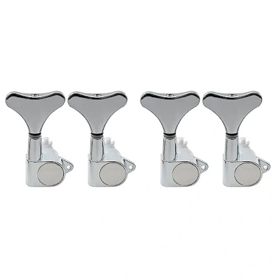 Abbildung von Musiclily Basic 4 in line Geschlossene Bass Mechaniken Tuners Tuning Pegs Machine Heads Set für Saiter E Bass, Chrom