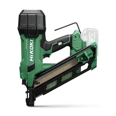 Abbildung von HiKOKI Akku Streifennagler 34 18 V, 50 90 mm Nägel Kompakt, leicht, leistungsstark, LED Licht, Brushless Motor, Luftfederantrieb, werkzeuglose Tiefeneinstellung Inkl. Systemkoffer